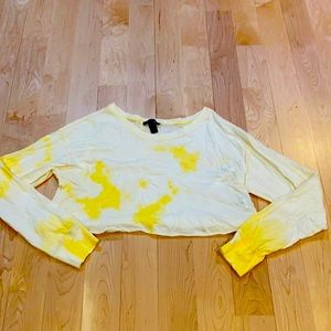 Tie dyed yellow and white shirt cropped